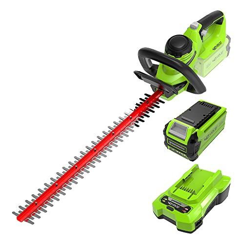 Greenworks G40HT61K2: Taille-Haie à Batterie, Lames Double Action 61 cm, Coupe jusqu'à 27 mm d'Épaisseur, 3000 tr/min, Batterie 40V 2Ah et Chargeur, Garantie 3 Ans